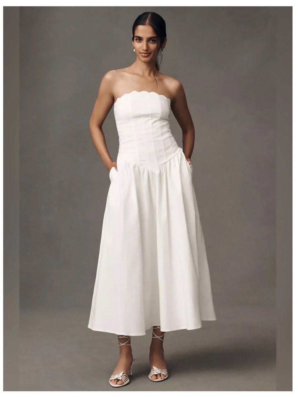 BHLDN Strapless
Magic Fabric Basque-Waist Midi Dress - MEDIUM